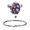 Pink Flower Green And White Dots Translucent Bracelet  ... 