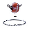 Pink Flower White Leaf Translucent Bracelet Combination