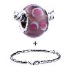  Red   Murano  Ruby Round Pattern European Bead Bracelet  ... 