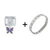 February  Amethyst  Color Butterfly Italian Charm Bracelet