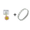  Sunflower  Pink Yellow Combination Italian Charm Bracelet