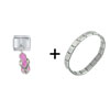  Rhinestone  Sandal Pink And White Combination Italian Charm  ... 