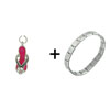  Rhinestone  Sandal Hot Pink Combination Italian Charm Bracelet
