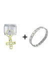  Rhinestone  Cross Dangle Combination Italian Charm Bracelet