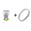 Lilac Flower Dangle Combination Italian Charm Bracelet
