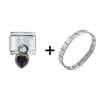 February  Amethyst  Color Heart Italian Charm Bracelet  ... 