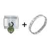  August  Peridot Color Heart Italian Charm Bracelet  ... 