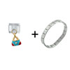  Rhinestone  Purse Blue Combination Italian Charm Bracelet