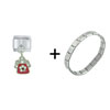 Silver Red Rhinestone  Purse   Italian   Charm  Bracelet