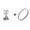  Rhinestone  Handbag Turquoise Italian Charm Bracelet