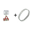  Rhinestone  Handbag Red Italian Charm Bracelet