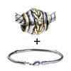 Whorl Shaped  Gold  And Crystal Pattern European Bead Bracelet  ... 