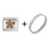 Sparkling  Red   Flower  Italian Charm Bracelet