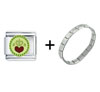  Heart  In Circle Italian Charm  Bracelet 