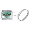 Best  Mom  Blue Heart Italian Charm Bracelet