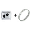  Paw  Prints Wolf Combination Italian Charm Bracelet