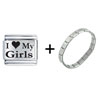 I Heart My  Girls  Italian  Charm  Bracelet FBT_L_61_GIRLS_STARTER