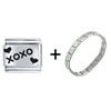  Hearts  Xoxo Hugs Kisses Combination Italian Charm Bracelet