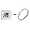Cat &amp; Jack O Lantern Combination Italian Charm Bracelet