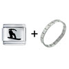 Snowboarder Riding The  Snow   Italian   Charm  Bracelet