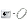 Xmas  Tree  Laser Combination  Italian   Charm  Bracelet