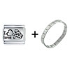 I  Love   You  Heart Tie Laser Combination Italian Charm  ... 
