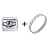 Two Lover  Hearts  Laser Combination Italian Charm Bracelet