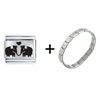 Elephants In  Love   Laser  Italian Charm Bracelet