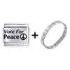 Us  Patriotic  Vote For Peace Laser Italian Charm Bracelets  ... 