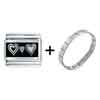 Hearts &amp; Love Two  Heart  Laser Italian Charm  Bracelets   ... 