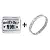 Family World's  Best   Mom  Laser Italian Charm Bracelets  ... 