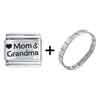 Family Love  Mom  &amp; Grandma Laser Italian Charm Bracelets  ... 