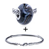 White And Golden Spiral Swirl Murano Glass European Bead Bracelet Combination