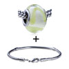White Spots Translucent  Murano   Glass  European  Bead   Bracelet   ... 