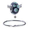 Green And White Spots Murano  Glass  European  Bead  Bracelet  ... 