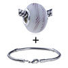 White And Brown Striped Murano  Glass  European  Bead  Bracelet  ... 