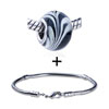 White And Green Seaweed Murano  Glass  European  Bead  Bracelet  ... 