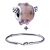 Texture Pink Dots Translucent  Murano   Glass  European  Bead   ... 