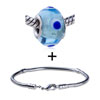  Blue  And White Texture Dot Murano Glass European Bead  ... 