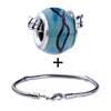 Dark  Blue  Criss Cross Lines Translucent Murano Glass European  ... 