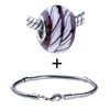 White And Brown Circle Murano  Glass  European  Bead  Bracelet  ... 