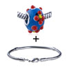 Red Texture Flowers Murano Glass European Bead Bracelet  ... 
