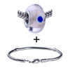 Translucent Blue Dots Murano Glass  European   Bead   Bracelet   ... 
