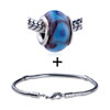 Blue Spots  Murano   Glass  European  Bead   Bracelet  Combination
