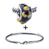 Yellow And Dark Brown Texture Flower Bracelet Combination