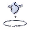 Brown Wave Line  Murano   Glass  European  Bead   Bracelet   ... 
