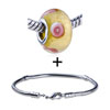  Gold  Foil Pink Circle Translucent Murano Glass European Bead  ... 