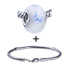 Blue Flower Translucent  Murano   Glass  European  Bead  Bracelet  ... 