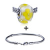 Yellow Flower Translucent Murano Glass European  Bead   Bracelet   ... 