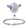 Brown Crisscross Line Murano Glass European  Bead   Bracelet   ... 